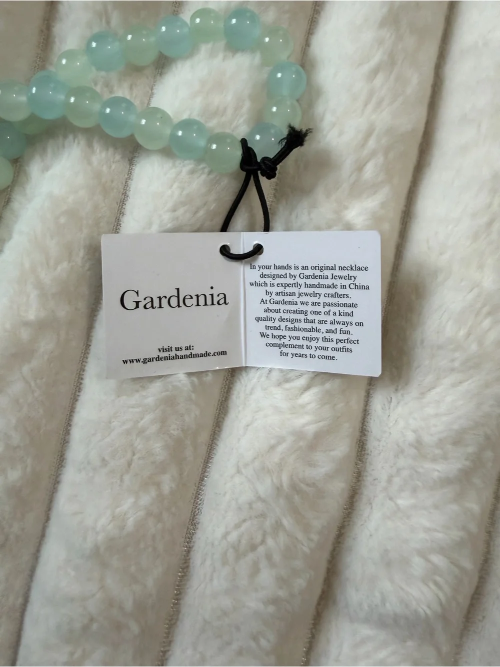 Gardenia High quality crystals /Gold Seahorse Pendant Beaded Necklace - Seafoam - Picture 4 of 5